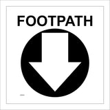 WM060 Footpath Down Arrow Below Route Direction