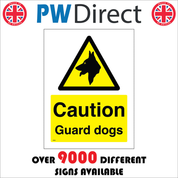WS002 Caution Guard Dogs Sign with Triangle Dog