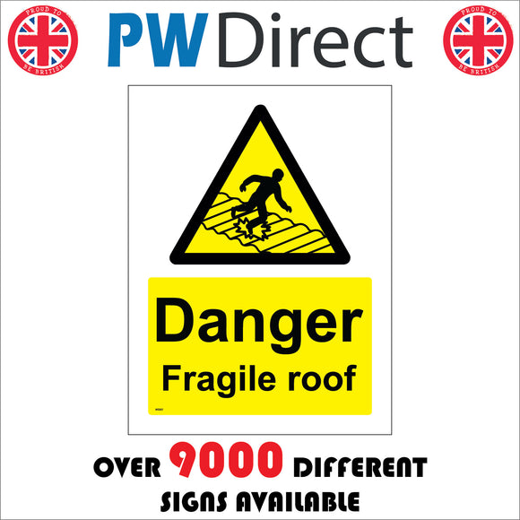 WS007 Danger Fragile Roof Sign with Triangle Man Roof