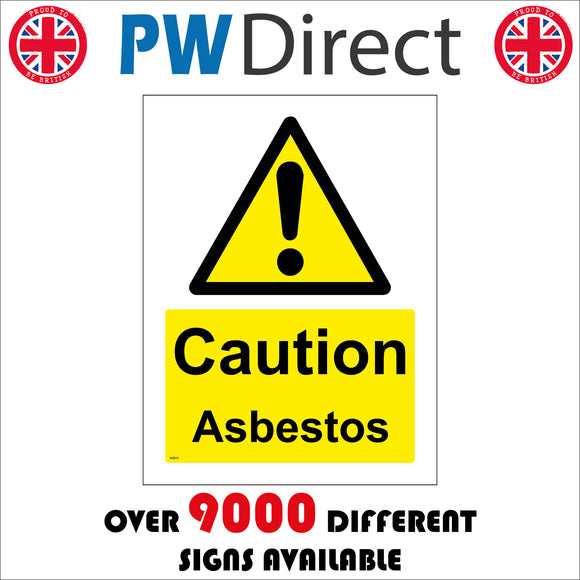 WS015 Caution Asbestos Sign with Triangle Exclamation Mark