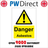 WS017 Danger Asbestos Sign with Triangle Exclamation Mark