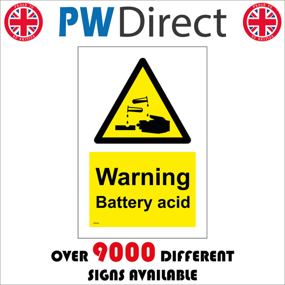 WS032 Warning Battery Acid Sign with Triangle Hands Acid