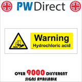 WS035 Warning Hydrochloric Acid Sign with Triangle Hands Acid