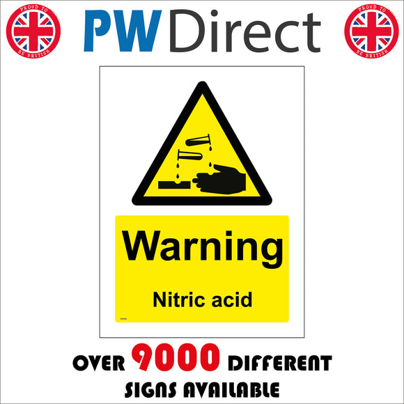 WS036 Warning Nitric Acid Sign with Triangle Hands Acid