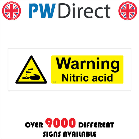 WS037 Warning Nitric Acid Sign with Triangle Hands Acid