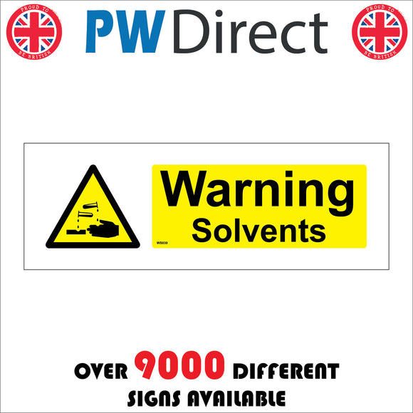 WS039 Warning Solvents Sign with Triangle Hands Acid