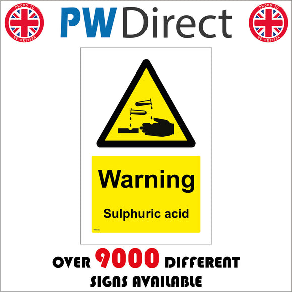 WS040 Warning Sulphuric Acid Sign with Triangle Hands Acid