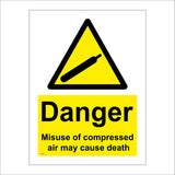 WS045 Danger Misuse Of Compressed Air May Cause Death Sign with Triangle Canister
