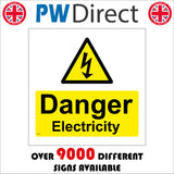 WS046 Danger Electricity Sign with Triangle Lightning Arrow