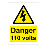 WS047 Danger 110 Volts Sign with Triangle Lightning Arrow