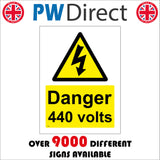 WS058 Danger 440 Volts Sign with Triangle Lightning Arrow