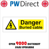 WS067 Danger Buried Cable Sign with Triangle Lightning Arrow