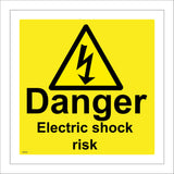 WS070 Danger Electric Shock Risk Sign with Triangle Lightning Arrow
