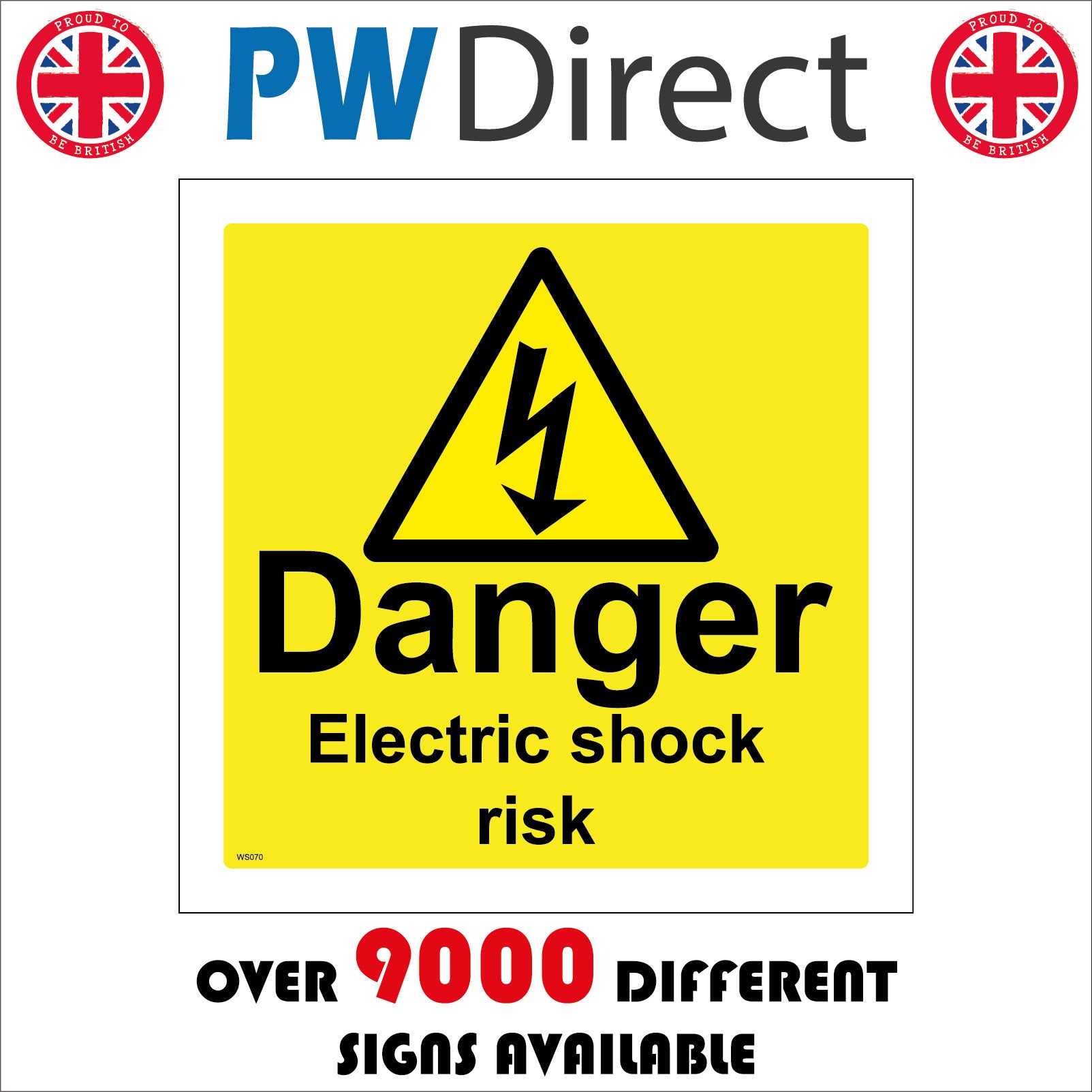 Electrical Risk Triangle Sign WS070 Danger Electric Shock Risk Sign with Triangle Lightning Arrow ...
