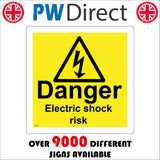 WS070 Danger Electric Shock Risk Sign with Triangle Lightning Arrow