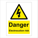 WS072 Danger Electrocution Risk Sign with Triangle Lightning Arrow