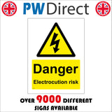 WS072 Danger Electrocution Risk Sign with Triangle Lightning Arrow