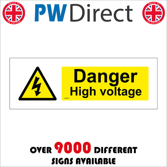 WS075 Danger High Voltage Sign with Triangle Lightning Arrow