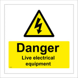 WS080 Danger Live Electrical Equipment Sign with Triangle Lightning Arrow