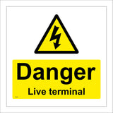 WS081 Danger Live Terminal Sign with Triangle Lightning Arrow