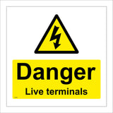 WS082 Danger Live Terminals Sign with Triangle Lightning Arrow