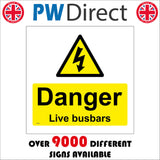WS084 Danger Live Busbars Sign with Triangle Lightning Arrow