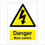 WS088 Danger Main Switch Sign with Triangle Lightning Arrow