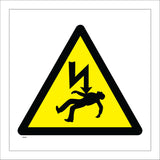 WS090 Danger Of Death Sign with Triangle Lightning Arrow Fallen Man