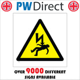 WS090 Danger Of Death Sign with Triangle Lightning Arrow Fallen Man