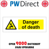 WS093 Danger Of Death Sign with Triangle Lightning Arrow Fallen Man