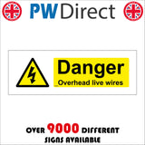 WS094 Danger Overhead Live Wires Sign with Triangle Lightning Arrow