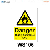 HBP001 Coshh Biological Hazard Highly Flammable LPG Harmful Gas Signs