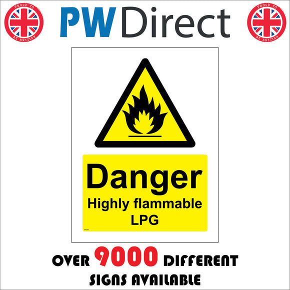 WS106 Danger Highly Flammable Lpg Sign with Triangle Fire
