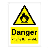 WS108 Danger Highly Flammable Sign with Triangle Fire