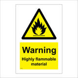WS109 Warning Highly Flammable Material Sign with Triangle Fire