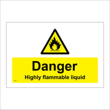 WS111 Danger Highly Flammable Liquid Sign with Triangle Fire