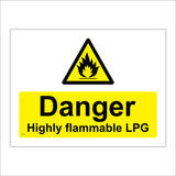 WS112 Danger Highly Flammable Lpg Sign with Triangle Fire