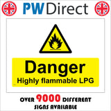 WS112 Danger Highly Flammable Lpg Sign with Triangle Fire
