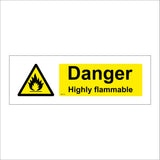 WS113 Danger Highly Flammable Sign with Triangle Fire