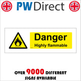 WS113 Danger Highly Flammable Sign with Triangle Fire