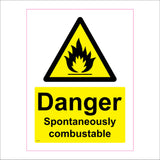 WS116 Danger Spontaneously Combustible Sign with Triangle Fire