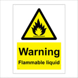WS123 Warning Flammable Liquid Sign with Triangle Fire