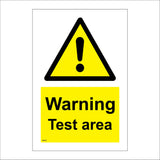 WS158 Warning Test Area Sign with Triangle Exclamation Mark