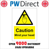 WS177 Caution Mind Your Head Sign with Triangle Head Pipe