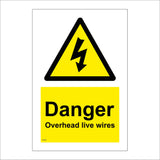 WS180 Danger Overhead Live Wires Sign with Triangle Lightning Arrow