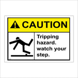 WS188 Caution Tripping Hazard. Watch Your Step Sign with Triangle Exclamation Mark Body Falling