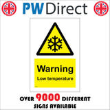 WS195 Warning Low Temperature Sign with Triangle Snow Flake
