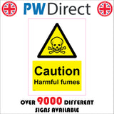 WS197 Caution Harmful Fumes Sign with Triangle Skull &Cross Bones
