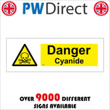 WS204 Danger Cyanide Sign with Triangle Skull &Cross Bones