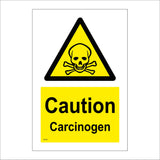 WS205 Caution Carcinogen Sign with Triangle Skull &Cross Bones